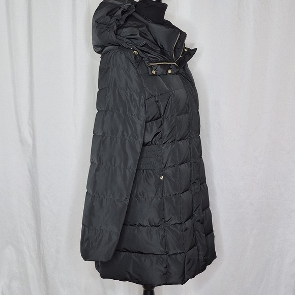 Cole Haan Black Signature Hooded Taffeta Down Coat - Size L - Picture 5 of 16